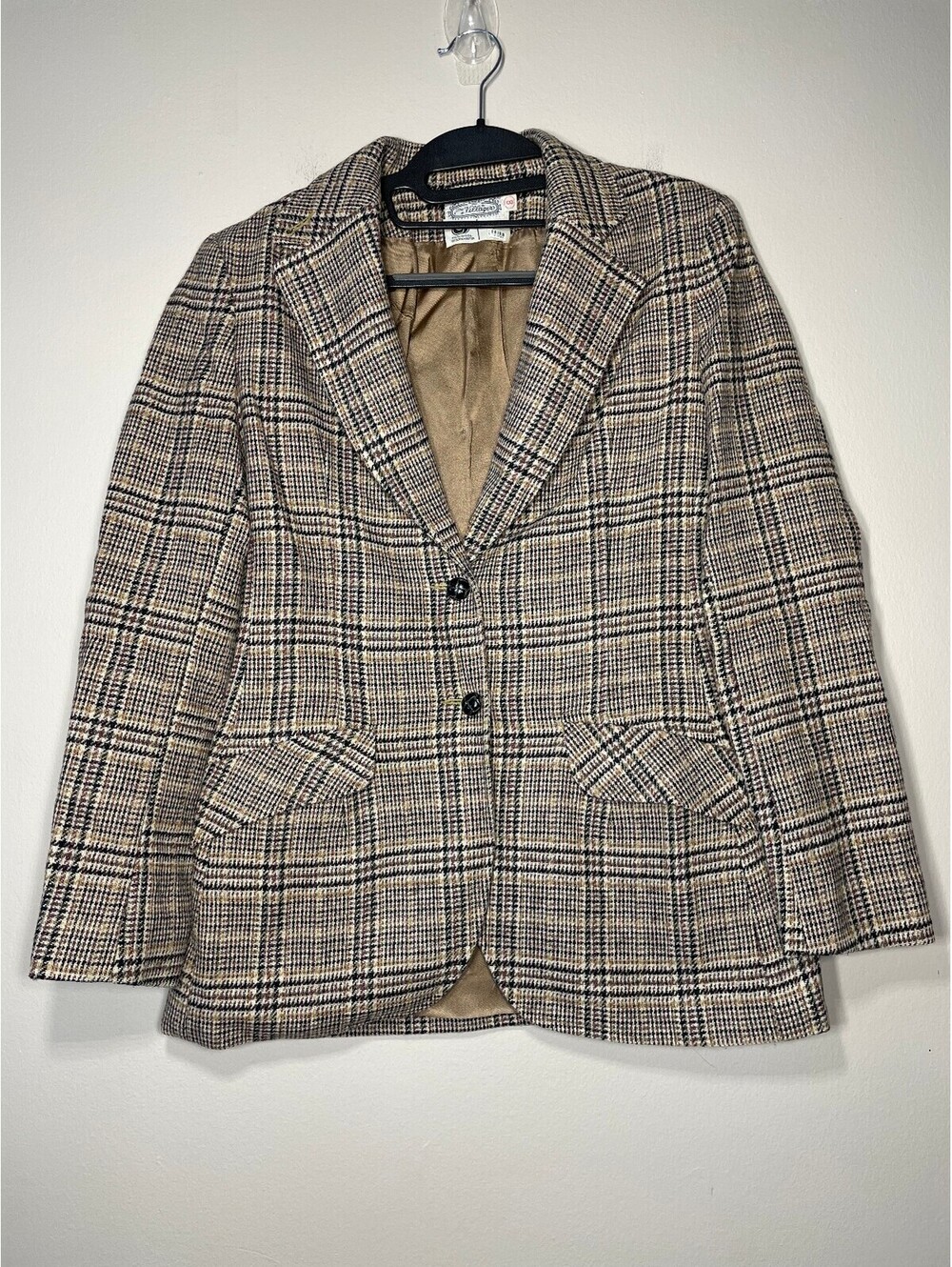 The Villager Vintage Plaid Wool Blend Blazer Preppy Vtg Sz 8